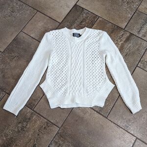 Dolls Kill Rehab Lab Cropped Cable Knit Sweater Size M Cream